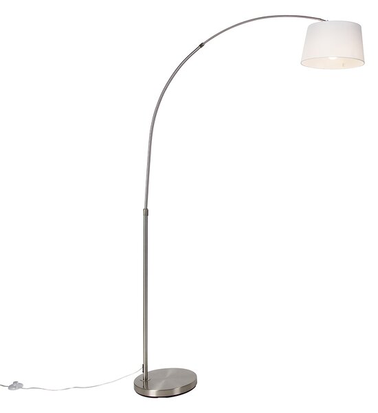 Chytrá oblouková lampa ocelová s bílým textilním stínítkem vč. WiFi A60 - Arc Basic