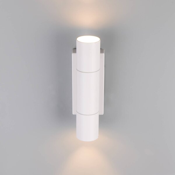 Trio Lighting Venkovní nástěnné svítidlo Yamuna, matná bílá, výška 23 cm, kov, IP65, stmívatelný, Bílá / opál, Hliník, Moderní
