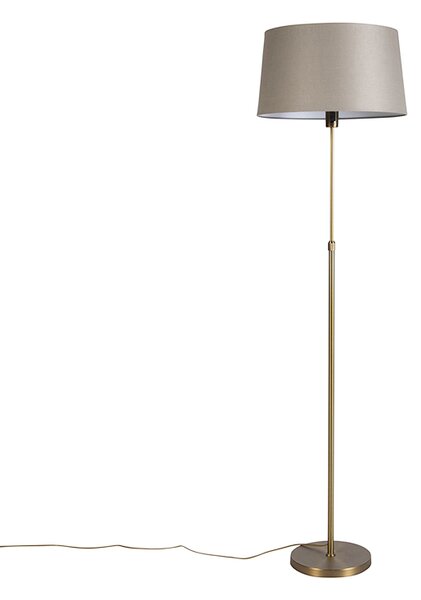 Stojací lampa bronzová s lněným stínítkem taupe 45 cm nastavitelná - Parte