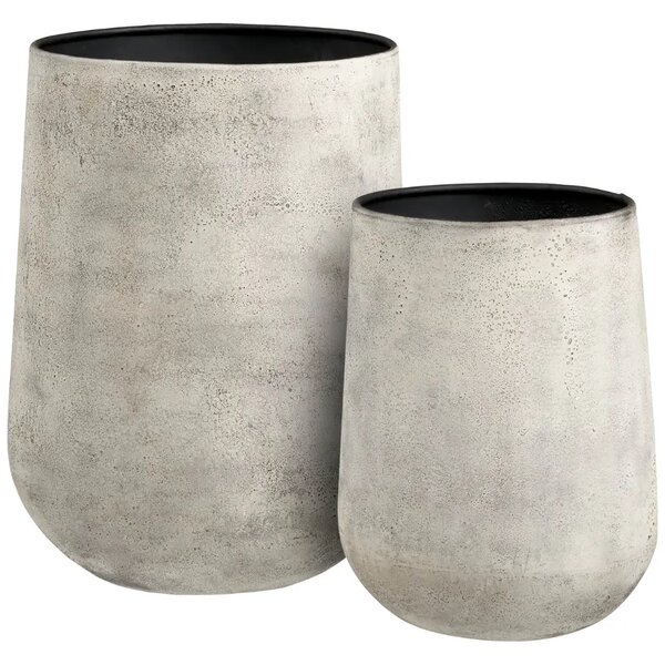 Nordic Living Set dvou béžovošedých kovových květináčů Holie ⌀36/30 cm
