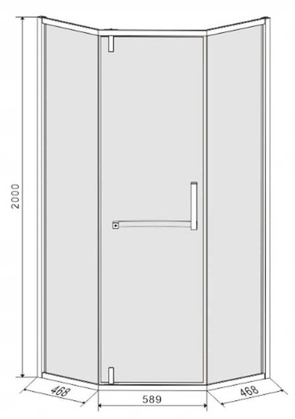 BPS-koupelny Pětiúhelníkový sprchový kout HYD-PK4026B 90x90 černá/transparent - bez vaničky