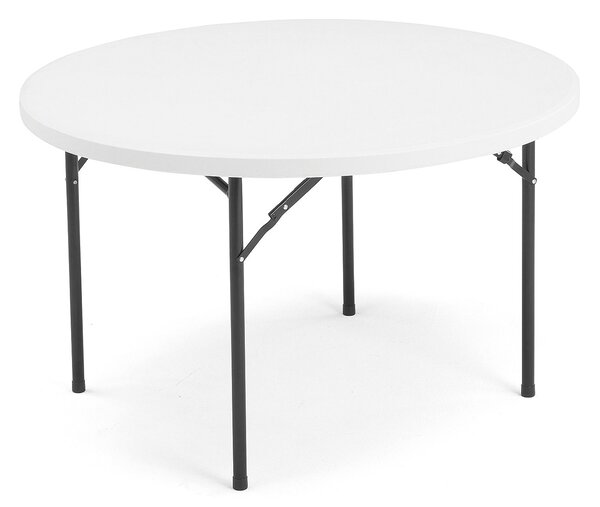 AJ Produkty Kulatý skládací stůl MIKA, Ø1220 mm, plastová deska, černá konstrukce