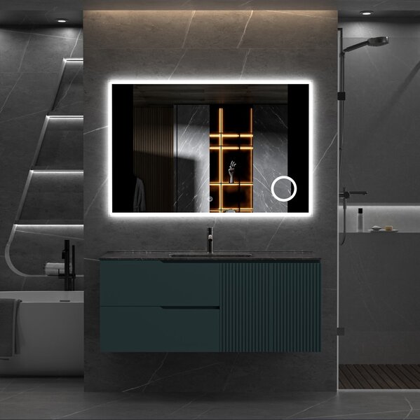 Erga Luna, LED zrcadlo 120x80cm s kosmetickým zrcadlem 3x zvětšení, 3105 lm, 6500K, přední/zadní osvětlení, ERG-V01-124-1280-00