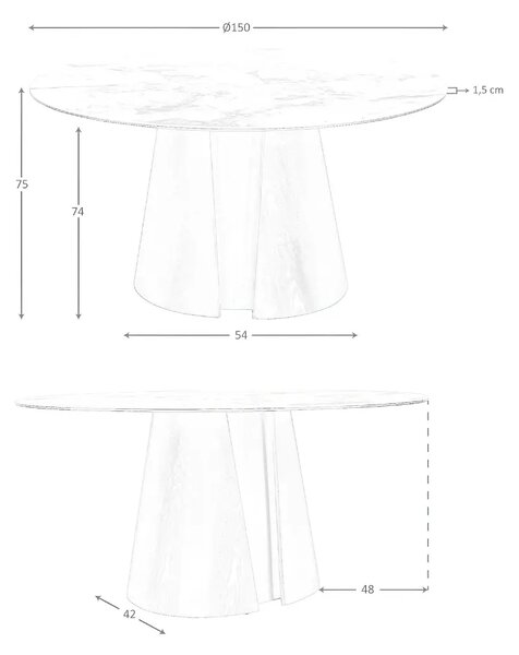 Angel Cerdá Bílý porcelánový jídelní stůl No. 1201, Ø150 cm
