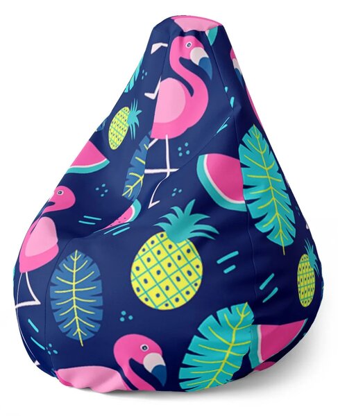 Sablio Sedací vak Pear Růžoví plameňáci - 70 x 95 x 15 cm