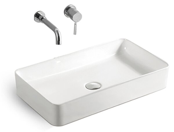 Erga Barbara, umyvadlo na desku 600x370x130 mm, bílá lesklá, ERG-V03-YT-060-WH