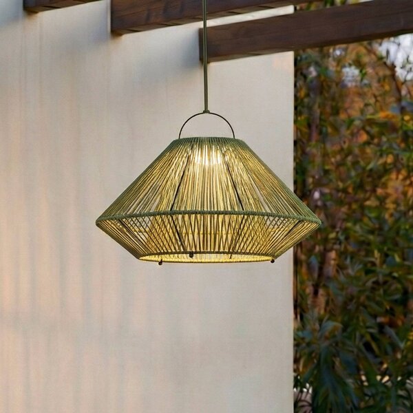 Lindby LED solární závěsná lampa Austas, zelená, Ø 50 cm, USB, IP54, stmívatelný, Zelená, Plast, Moderní, Závěsná lampa - lustr