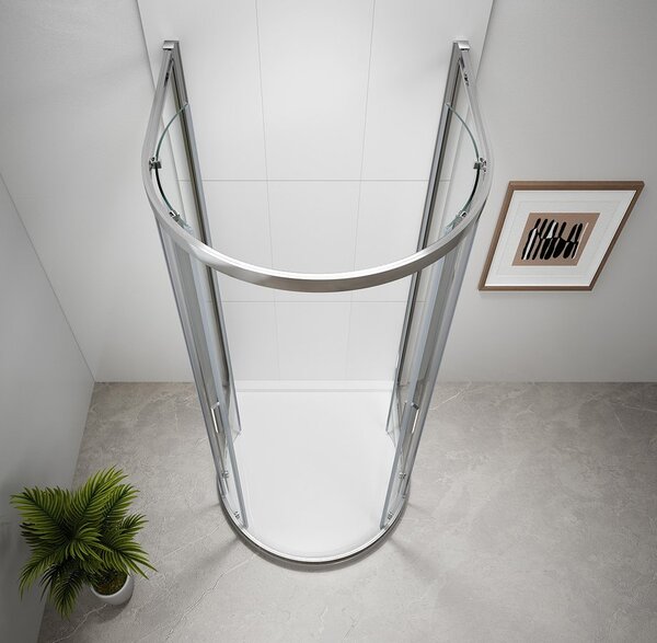 Polysan Polysan, EASY polokruhová sprchová zástěna 900x900mm, čiré sklo, EL4615