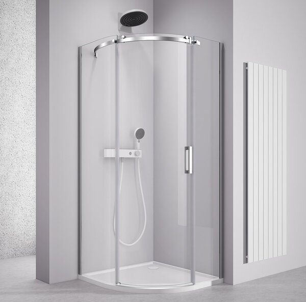Polysan Polysan, THRON ROUND čtvrtkruhová sprchová zástěna 900x900mm, čiré sklo, levá, TL2690-5005