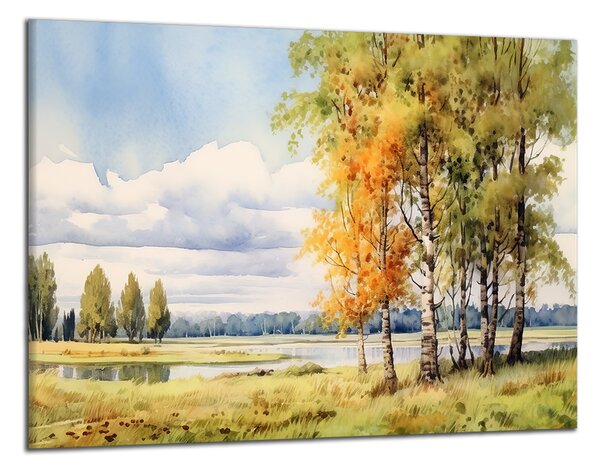 Obraz na plátně Břízy u jezera