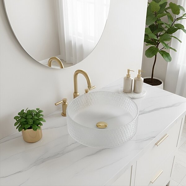 BPS-koupelny Skleněné umyvadlo na desku HYD-BRT1-WH-360 36x12 cm, mat