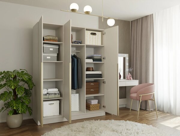 Třídveřová šatní skříň 150 cm CELARI - kašmír