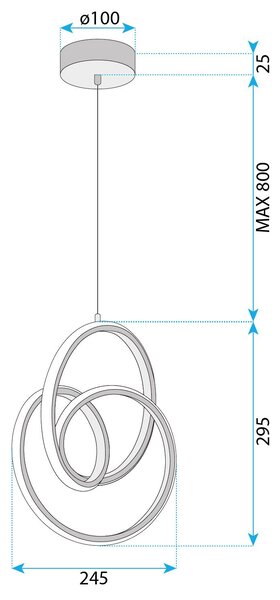 Toolight Toolight, LED závěsné svítidlo 25x30cm, 24W, 4000K, G076-1CP, zlatá lesklá, OSW-08650