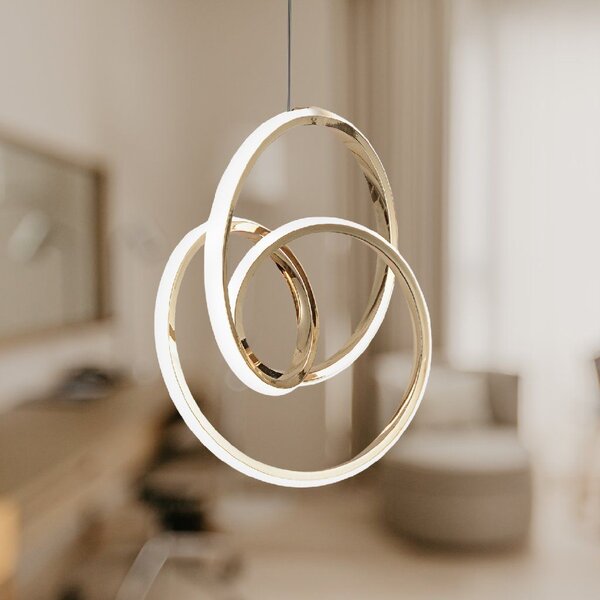 Toolight Toolight, LED závěsné svítidlo 25x30cm, 24W, 4000K, G076-1CP, zlatá lesklá, OSW-08650