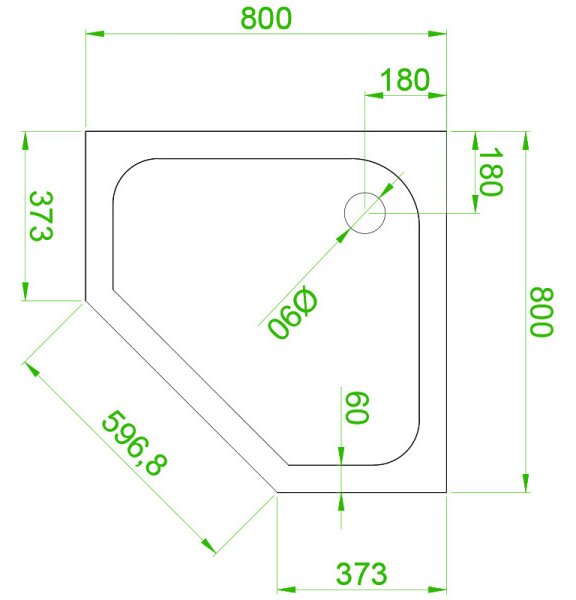 BPS-koupelny Pětiúhelníkový sprchový kout HYD-PK91A 80x80 černá/transparent + vanička HYD-PSV-ST07A bílá