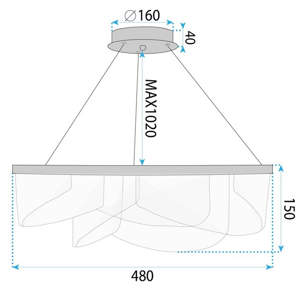 Toolight Rea, Stropní svítidlo LED G138-CP 50cm Gold, OSW-02622