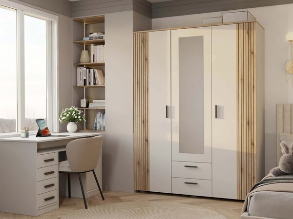 Šatní skříň 150 cm se zrcadlem DORIEN - kašmír