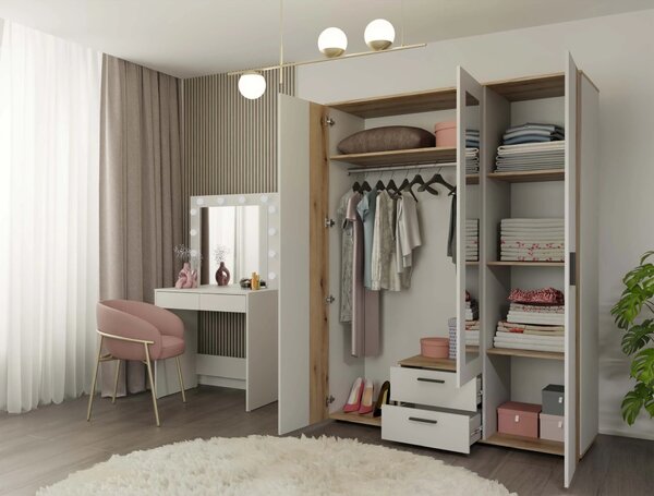 Šatní skříň 150 cm se zrcadlem DORIEN - kašmír