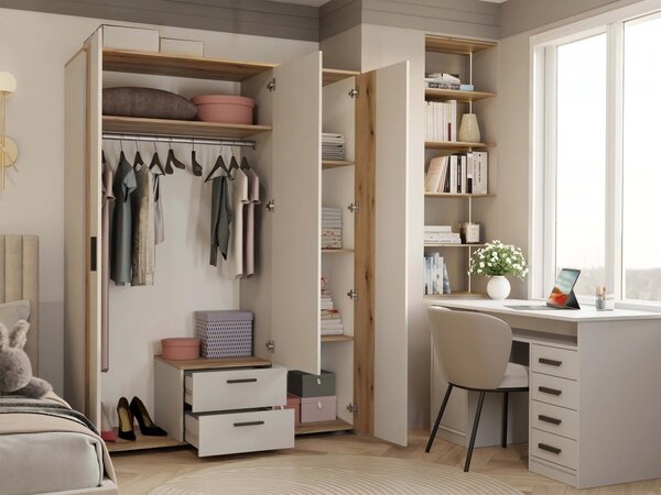 Šatní skříň 150 cm se zrcadlem DORIEN - kašmír