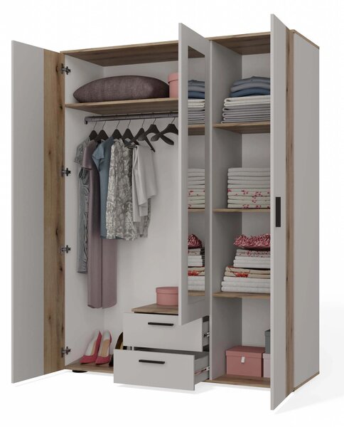 Šatní skříň 150 cm se zrcadlem DORIEN - kašmír
