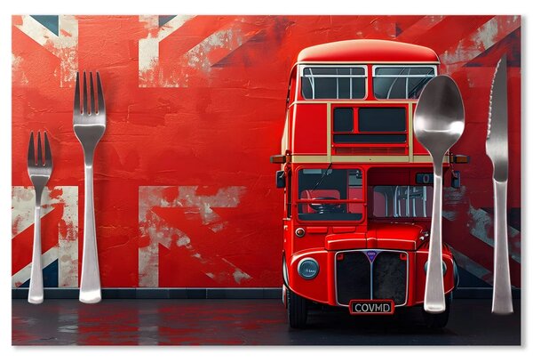 Sablio Prostírání Červený patrový autobus Vlajka: 40x30cm