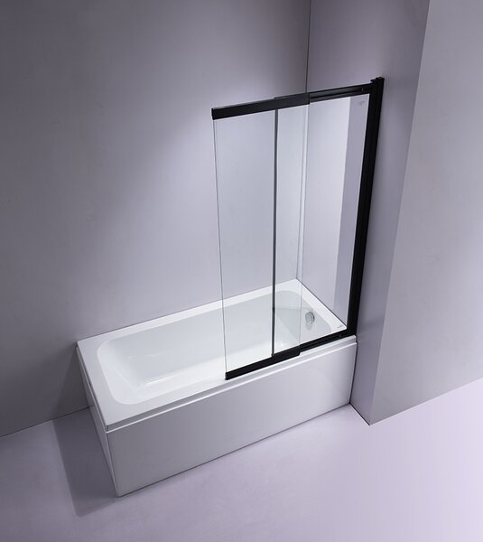 BPS-koupelny Dvoudílná vanová zástěna HYD-PR07 85x150 černá/transparent
