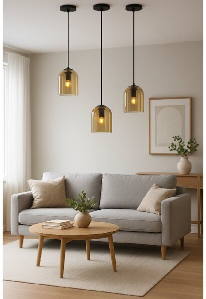 Toolight Amber, závěsné svítidlo 1xE27 APP1704-1PC, hnědá-černá, OSW-04335