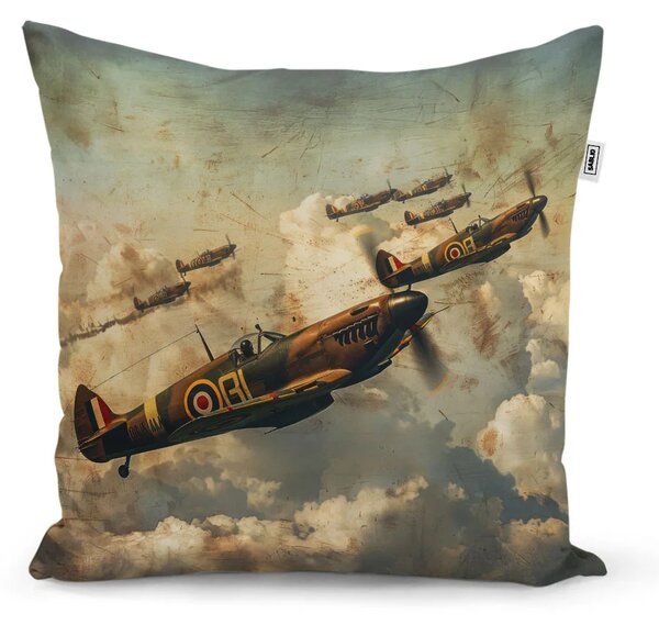 Sablio Polštář Stíhačky Spitfire v letecké bitvě - 40x40 cm