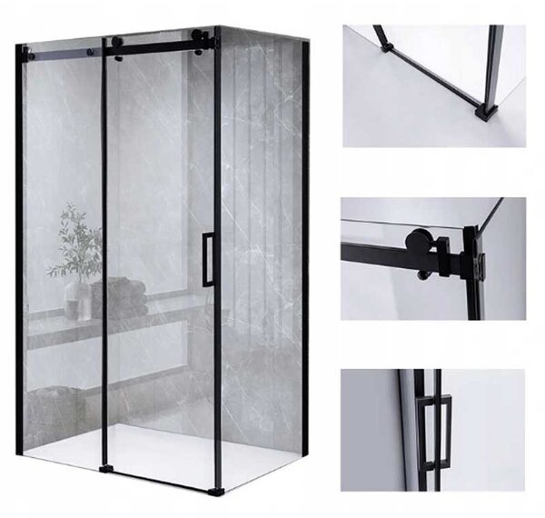 BPS-koupelny Obdélníkový sprchový kout HYD-OK15B 110x80 černá/transparent - bez vaničky