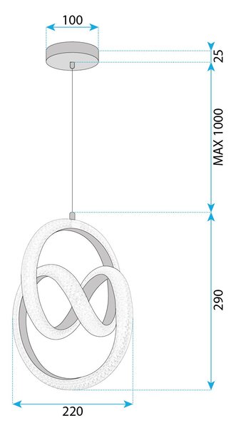Toolight Toolight, LED závěsné svítidlo 24W, 4000K, G068-CP, zlatá, OSW-08665