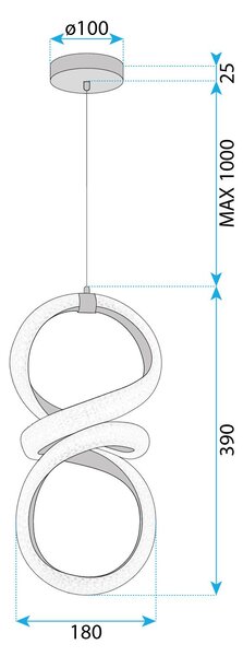 Toolight Toolight, závěsné LED svítidlo 24W, 4000K, G070-CP, zlatá, OSW-08668