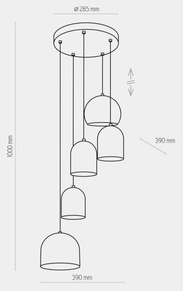 Lustr na lanku TEMPRE 5xE27/15W/230V bílá/šedá/černá