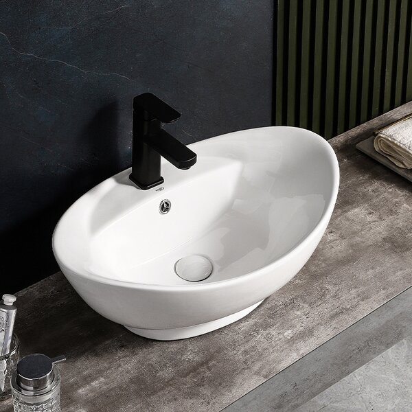 BPS-koupelny Keramické umyvadlo na desku HYD-TA-WH-585 58,8x39 cm, bílé