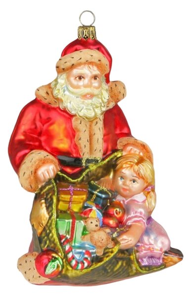Dům Vánoc Sběratelská skleněná ozdoba na stromeček Pytel plný dárků