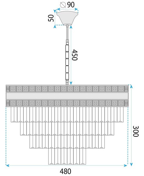 Toolight Toolight, závěsné svítidlo 50cm, 7xE14, G048-CP, zlatá, OSW-08942