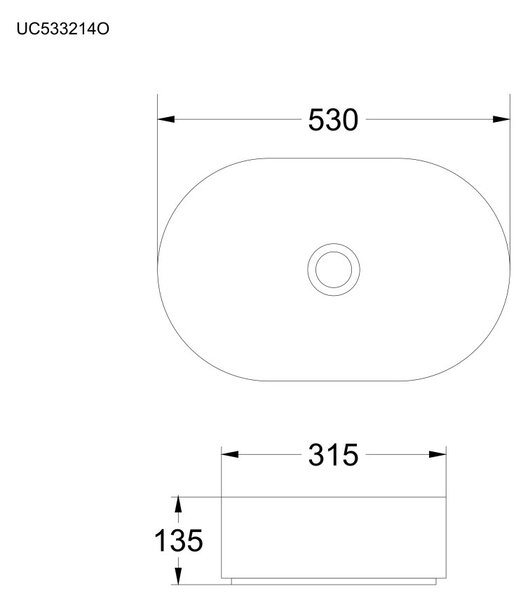 Mereo, Mereo Umyvadlo na desku bez přepadu, 530x315x135 mm, kulaté, keramické - pro zaslání na paletě, MER-UC533214O