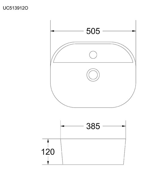 Mereo, Mereo Umyvadlo na desku bez přepadu, 505x385x120 mm, keramické, MER-UC513912O
