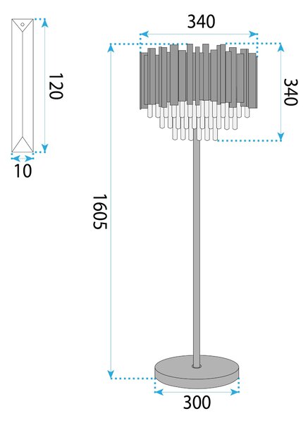 Toolight Stojací lampa Modern D54 APP1716-3F chrom