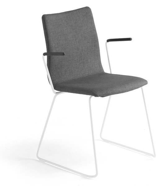 AJ Produkty Konferenční židle OTTAWA, s područkami, šedý potah, bílá