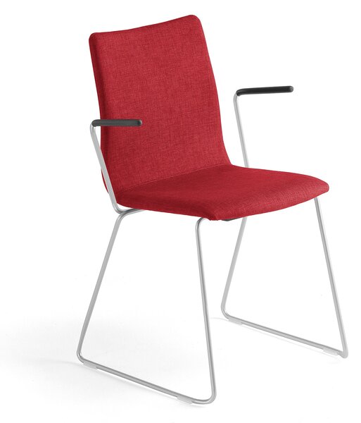 AJ Produkty Konferenční židle OTTAWA, s područkami, červený potah, šedá