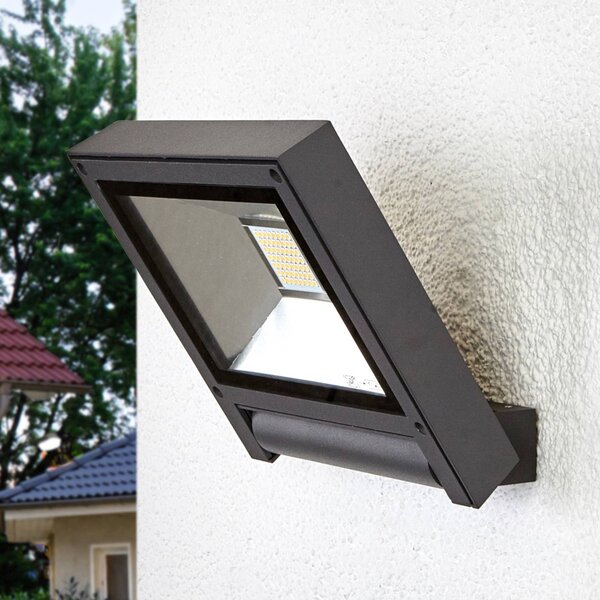 Lucande LED venkovní reflektor Maica, antracit, otočný, IP65, Černá, Hliník, Moderní, Nástěnné bodové svítidlo