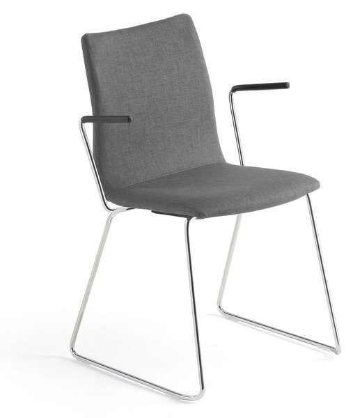 AJ Produkty Konferenční židle OTTAWA, s područkami, šedý potah, chrom