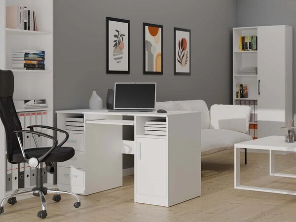 PC stůl se šuplíky a skříňkou BELLUNO - bílý