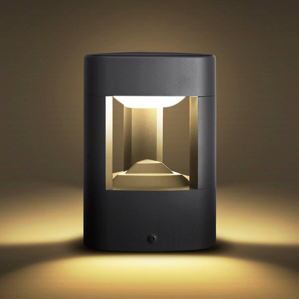 Lucande LED stojací lampa Pirron, 20 cm, trojúhelníková, IP54, Černá, Hliník, Moderní