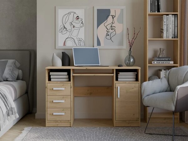 PC stůl se šuplíky a skříňkou BELLUNO - dub artisan