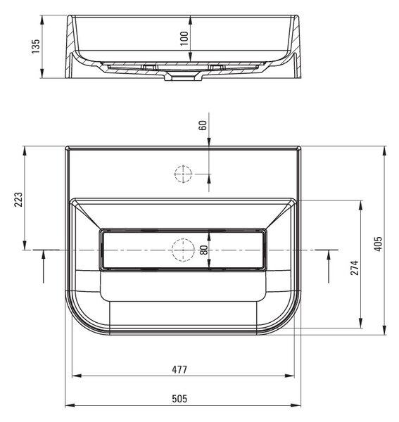 Deante Arnika, granitové umyvadlo na desku 505x405x135 mm, antracitová, DEA-CQA_TU5S