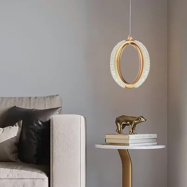Toolight Toolight, LED křišťálové závěsné svítidlo, 7W, 4000K, 500lm, G114-1CP, zlatá, OSW-09709