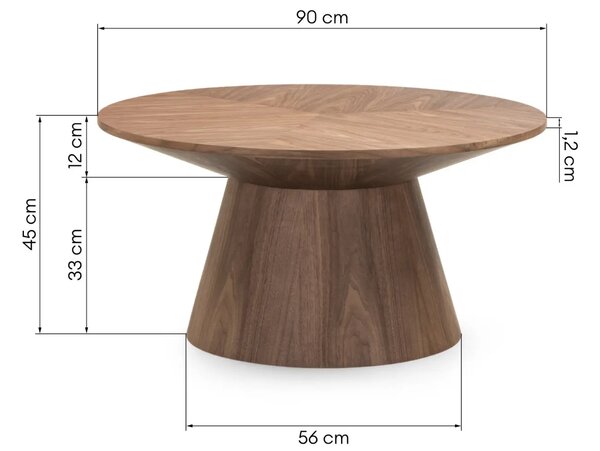 NovaNook Ořechový konferenční stolek Mariel ⌀90 cm