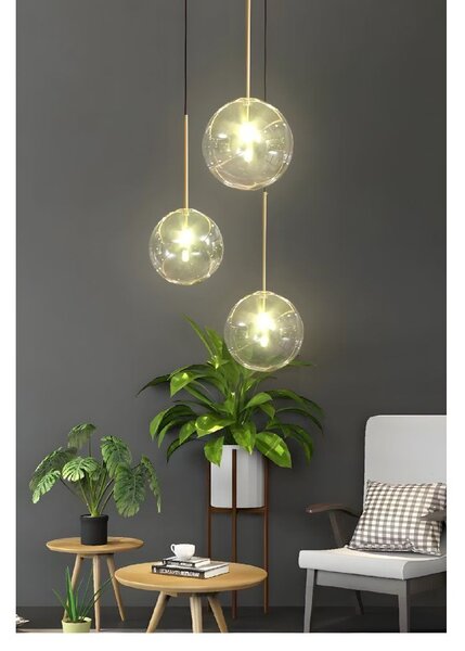 Toolight Rea, Skleněné kulové závěsné stropní svítidlo 15cm APP1680-1CP, OSW-04300