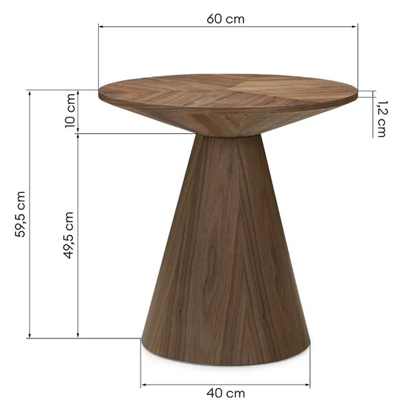 NovaNook Ořechový odkládací stolek Orez ⌀60 cm
